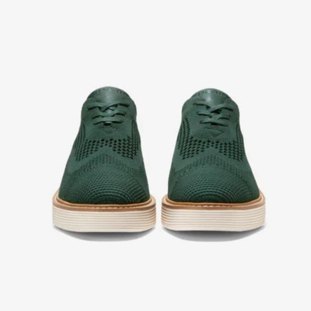 NWT Cole Haan Women's Øriginal Grand Platform Oxford in Scarab Ivory Knit Size 8 - Picture 3 of 8
